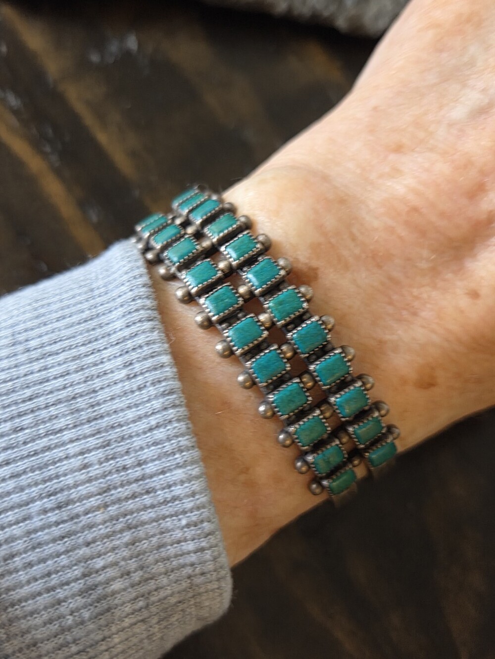 Vintage Fred Harvey Era 2 Row Turquoise Cuff - Picture 2 of 7